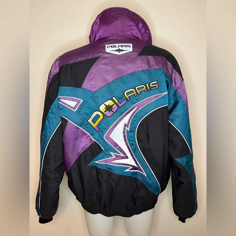 Vintage Blue Polaris Snowmobile Ski Insulated Winter Jacket USA Mens Large. - Picture 4 of 8